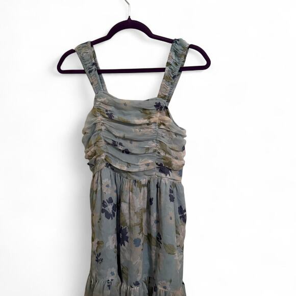 Blue and Green Floral Babydoll Dress - Picture 3 of 5